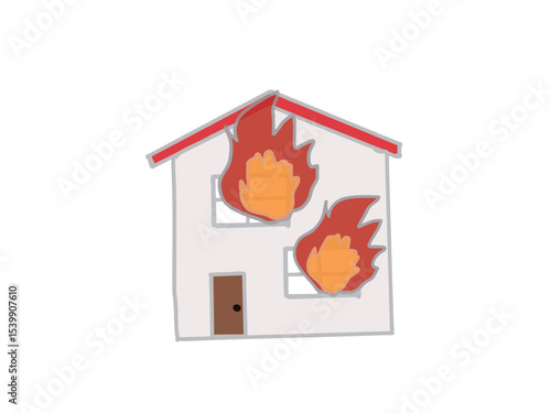 Illustration of a house on fire
