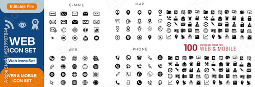 Web development set of web icons in line style. Developer icons for web and mobile app. Code, api, programmer coding, app, flow, node connect, web coder, bug fix and more. Vector illustration
