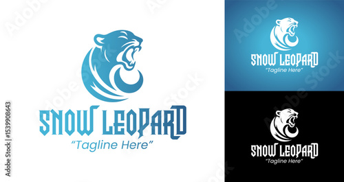 Elegant Snow Leopard Logo Design with Majestic Color and Bold Lines