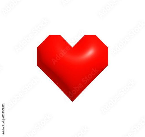 Pixel Style Red Heart Icon for Valentines Day, gamer love message, Minecraft sticker, geek greeting card, digital chat, blocky emoji, retro-style romance and fun couple gift. Vector Illustration