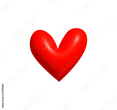 Cute Playful Red Heart Icon for Valentines Day, romantic emoji, sweet greeting card, couple chat, fun message, love sticker, cartoon-style decoration, digital valentine. Vector Illustration