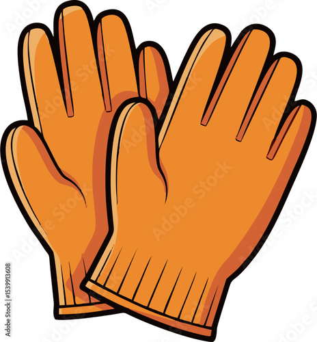 Pair of Warm Orange Knitted Gloves for Cold Weather