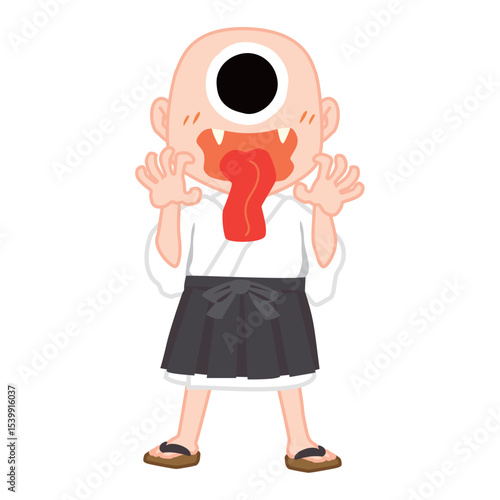 お化け屋敷で脅かしてくる一つ目小僧のベクターイラスト