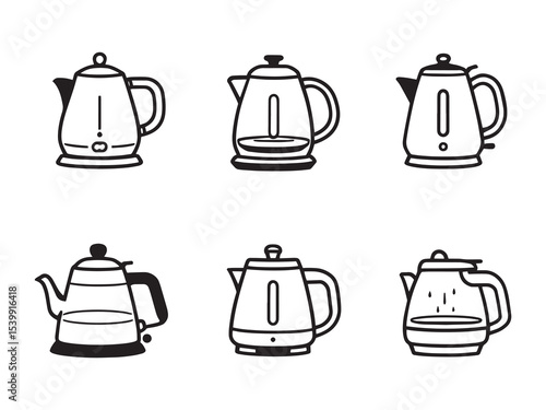 minimalist electric kettle outline vector graphic design