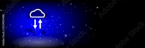 The concept of cloud technology work together with  technology to help send and receive information through maximum efficiency,Vector illustration fantastic style,Cloud technology concept