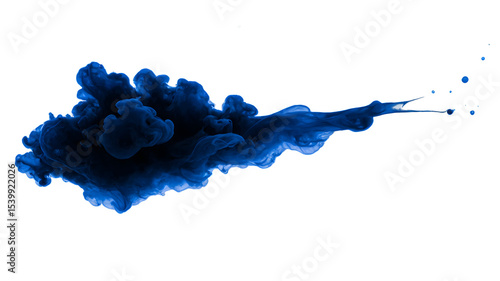 Ink in Motion: A captivating display of fluid dynamics as vibrant blue ink gracefully disperses, creating an abstract dance of color and form. 