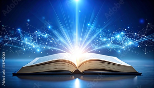 Glowing Open Book with Knowledge Power.
