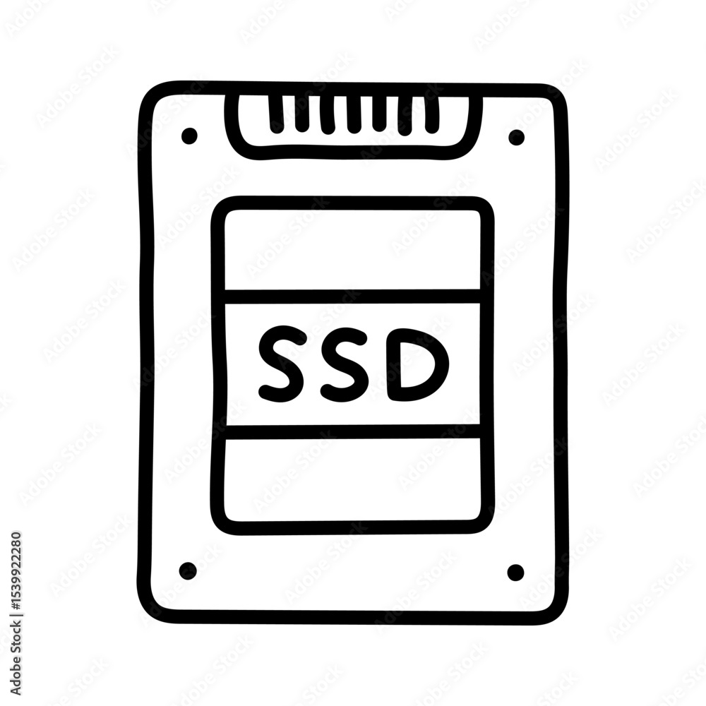SSD icon. Hand drawn style. SSD icon. Hand drawn style.
