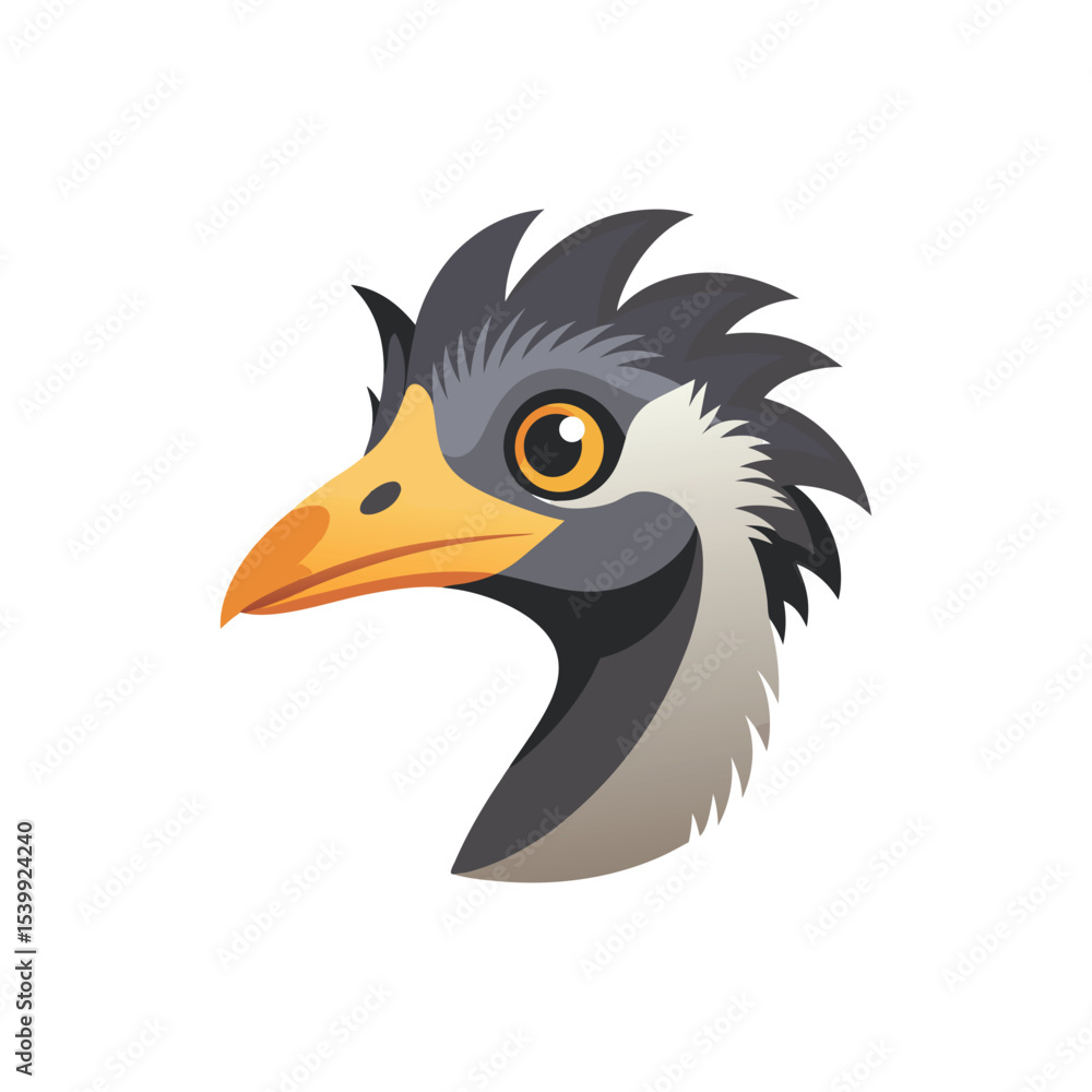 Fototapeta premium Flat and Minimal Emu bird head vector illustration