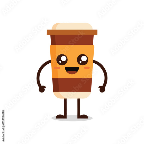 Flat and Minimal Coffee cup vector illustration isolated on white background 