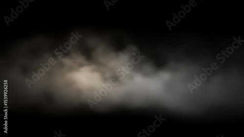 Realistic fog effect drifting slowly across a black background in seamless loop animation. Ideal for video overlays, cinematic trailers, horror scenes, mysterious transitions, or background effects. 