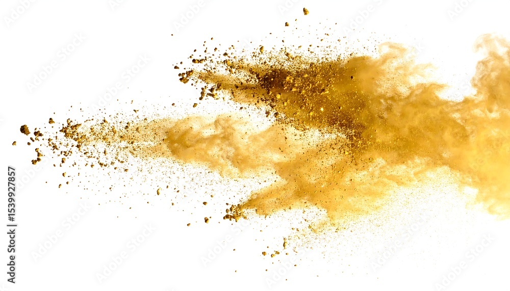 Gold powder explosion with white background. Gold powder explosion with white background.
