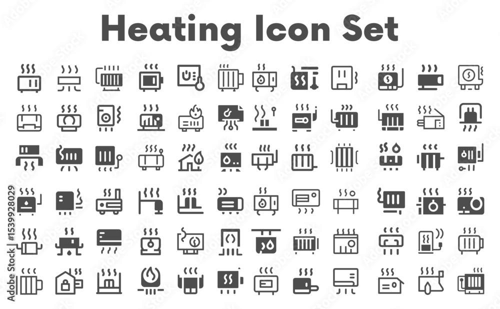 Fototapeta premium Heating Icon Set, Best and Creative Icon Design, sketches, logo illustrations, web symbols, outline style pictograms package isolated on white background. Vector graphics. stock illustration...