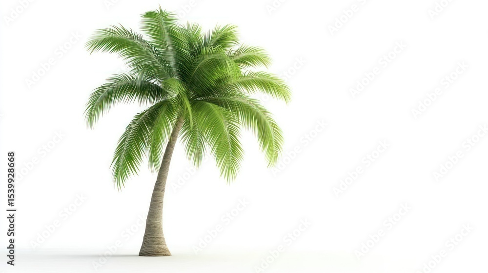 Obraz premium Single palm tree against white background