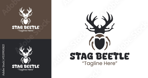 Minimalist Stag Beetle Logo for Digital Branding and Creative Projects