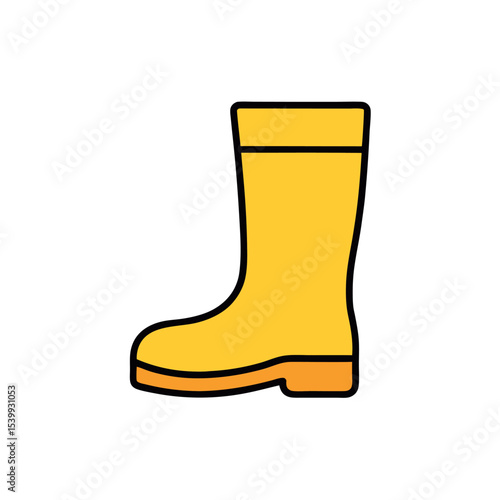 Yellow Rubber Rain Boots Vector Icon for Fashion Footwear and Rainy Day Theme