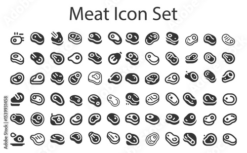 meat Icon Set.svg.  sketches, logo illustrations, web symbols, outline style pictograms package isolated on white background. Vector graphics. stock illustration...