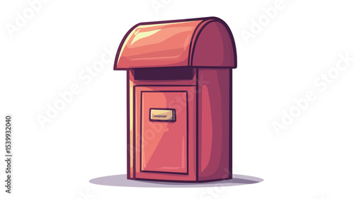 A digital illustration of a red postbox. The style is cartoonish or vector-based, with smooth gradients and a slightly rounded design. The postbox is depicted against a white background, 