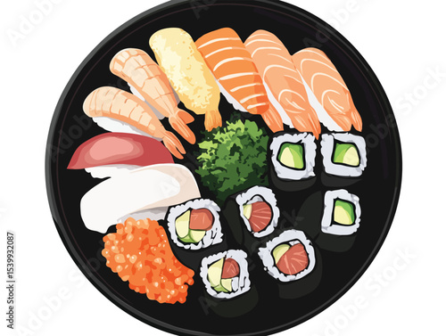 sushi and salmon vector art