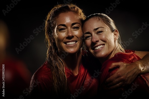 Two diverse female soccer p...
