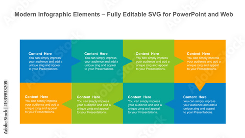 Colorful Speech Bubble Grid Infographic – Editable PowerPoint Slide Template. Fully editable vector SVG file compatible with PowerPoint, Illustrator, and most vector-based applications.