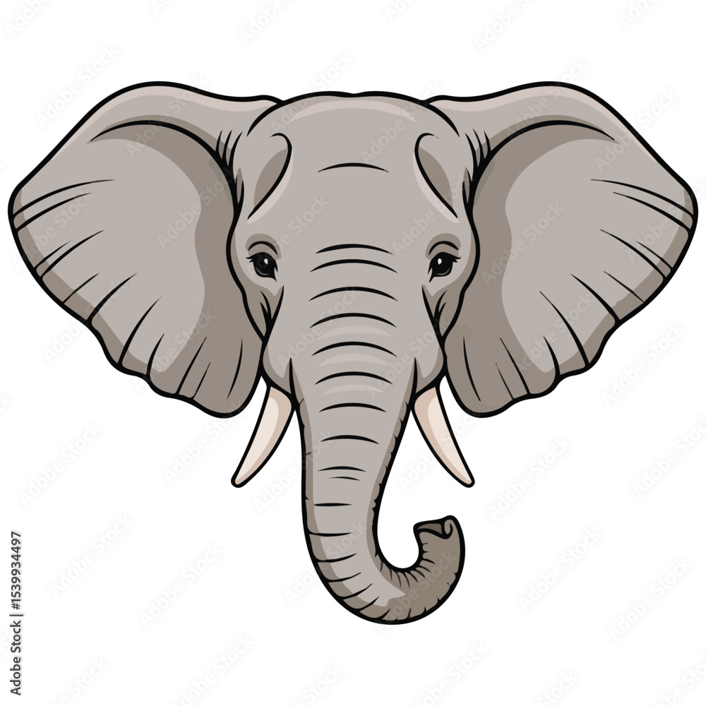 Fototapeta premium Elephant face mask for selfies vector isolated white background