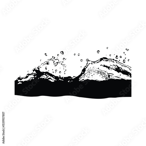 Black and White Water Splash Graphic Design Element