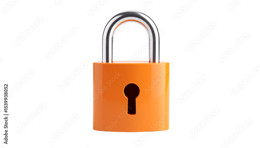 Naklejka premium Bright orange padlock representing security.