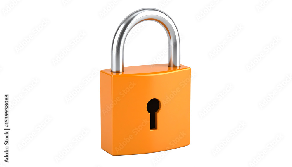 A vibrant orange padlock on a white background. A vibrant orange padlock on a white background.
