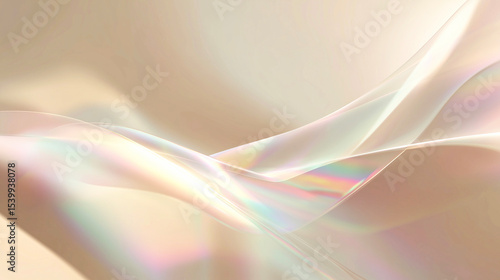 パールのような虹色の光沢と波のような流れのデザイン背景（美容・コスメ）