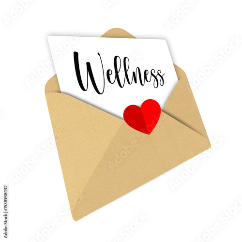 wellness,Open envelope, letter with heart, Romantic design illustration