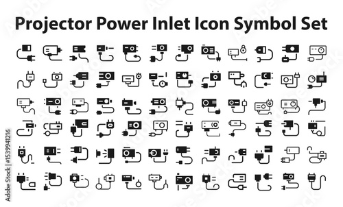 Connect the power cord to the projector's power inlet icon Symbol Set.svg. creative modern icon set, Professional Symbol download scalable vector file
