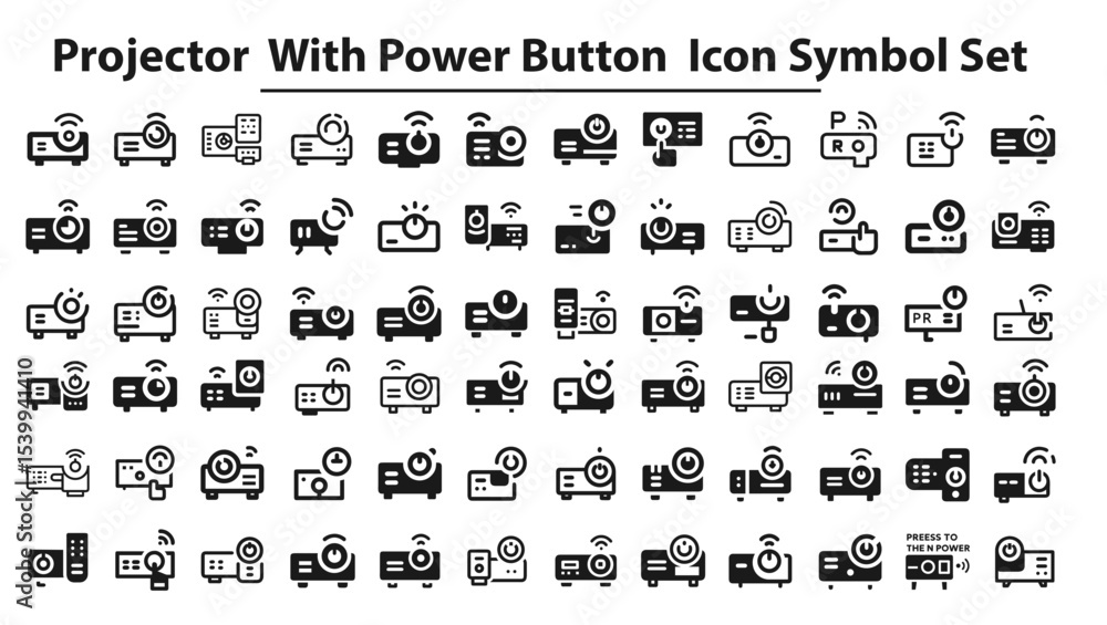 Obraz premium Press the power button on the projector or the remote control to turn on the projector icon Symbol Set.svg. creative modern icon set, Professional Symbol download scalable vector file