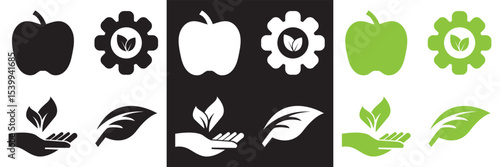 Organic Vegan icon. isolated on white and black background. Vector illustration. EPS 10