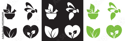 Organic Vegan icon. isolated on white and black background. Vector illustration. EPS 10