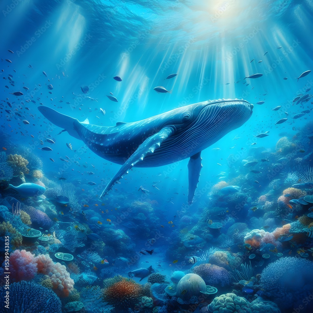 Fototapeta premium A swimming whale 