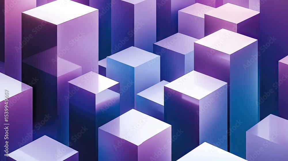 Obraz premium Abstract graphic design featuring numerous translucent cubes in shades of purple and blue.