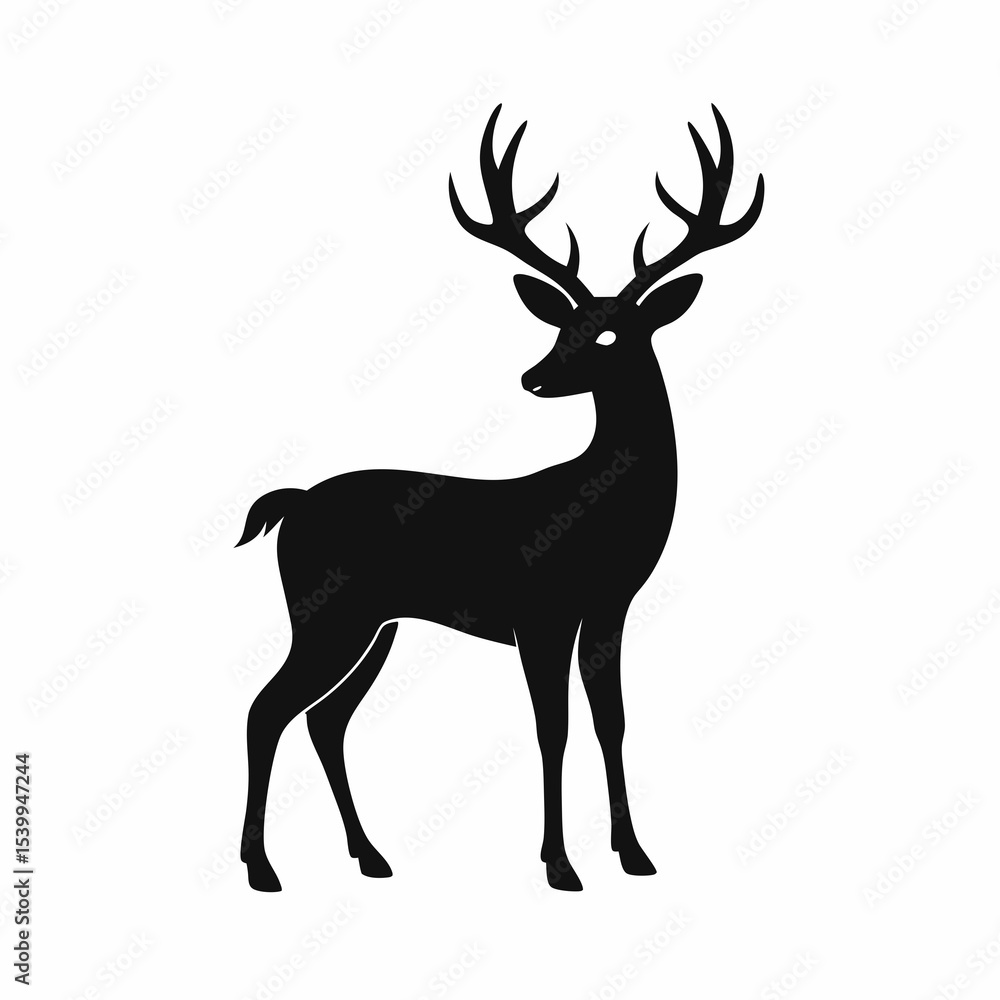 Fototapeta premium Deer with Antlers Silhouette
