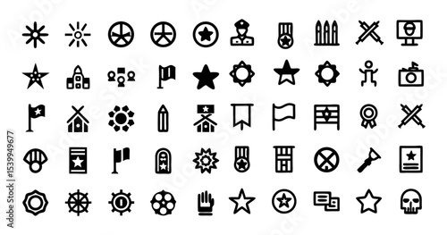 48 Political Extremism and Civil Unrest Line Icon Set – Protest, Rebellion, Riot, Propaganda, Political Conflict Thin Linear Vector Symbols