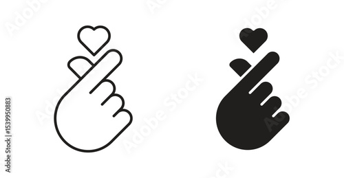 korean heart icon Logos. Flat Vector Icon Design Template