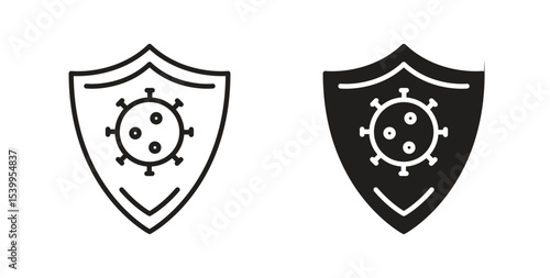 Virus protection shield icon Logos. Flat Vector Icon Design Template