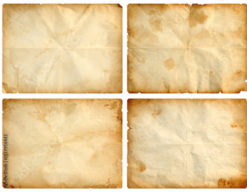 vintage aged paper collection old parchment sheets isolated on transparent background