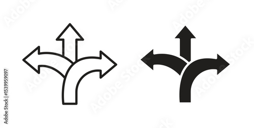 Three directions icon Logos. Flat Vector Icon Design Template