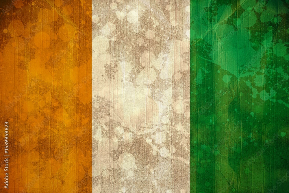 Naklejka premium Ivory coast flag in grunge effect