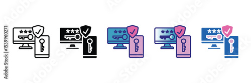 Two-Factor Login Icon Set Multiple Style Collection