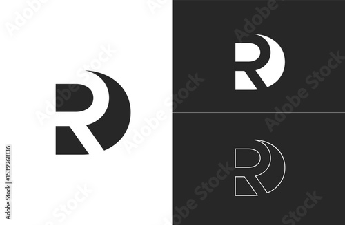 Creative letter RD logo design with negative space style, clean and clever design, vector illustration