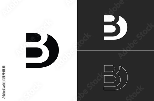 Creative letter BD logo design with negative space style, clean and clever design, vector illustration