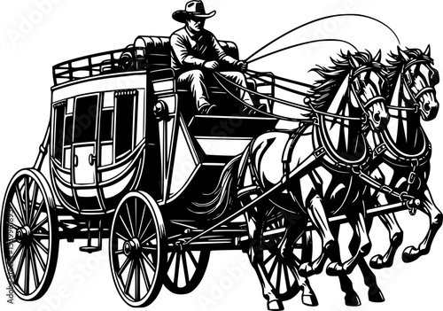 Vintage Stagecoach Silhouette
