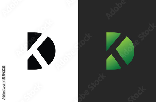 Creative letter KD logo design with negative space style, clean and clever design, vector illustration