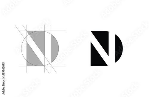 Creative letter ND logo design with negative space style, clean and clever design, vector illustration